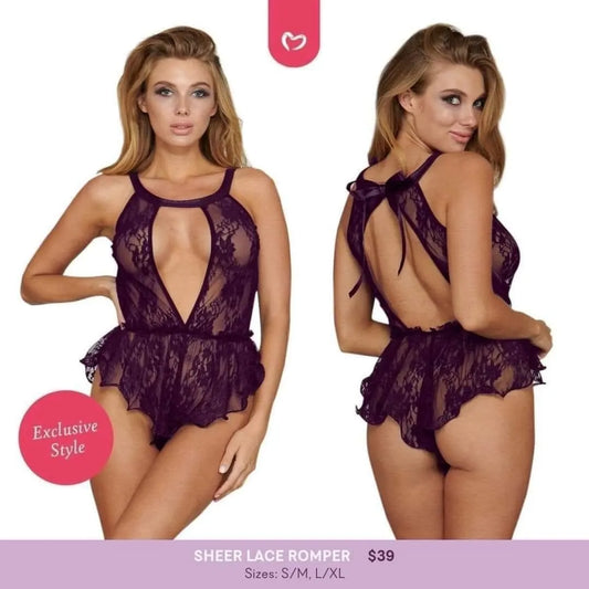 Sheer Lace Romper S/M