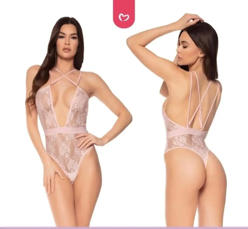 Strappy Thong Bodysuit - Pink Champagne - LIMITED